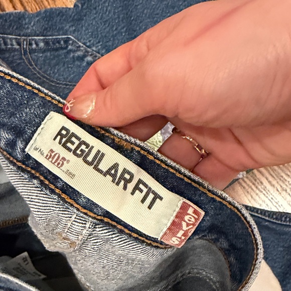 Levi's Blue Patchwork Straight Leg Jeans - Picture 5 of 5